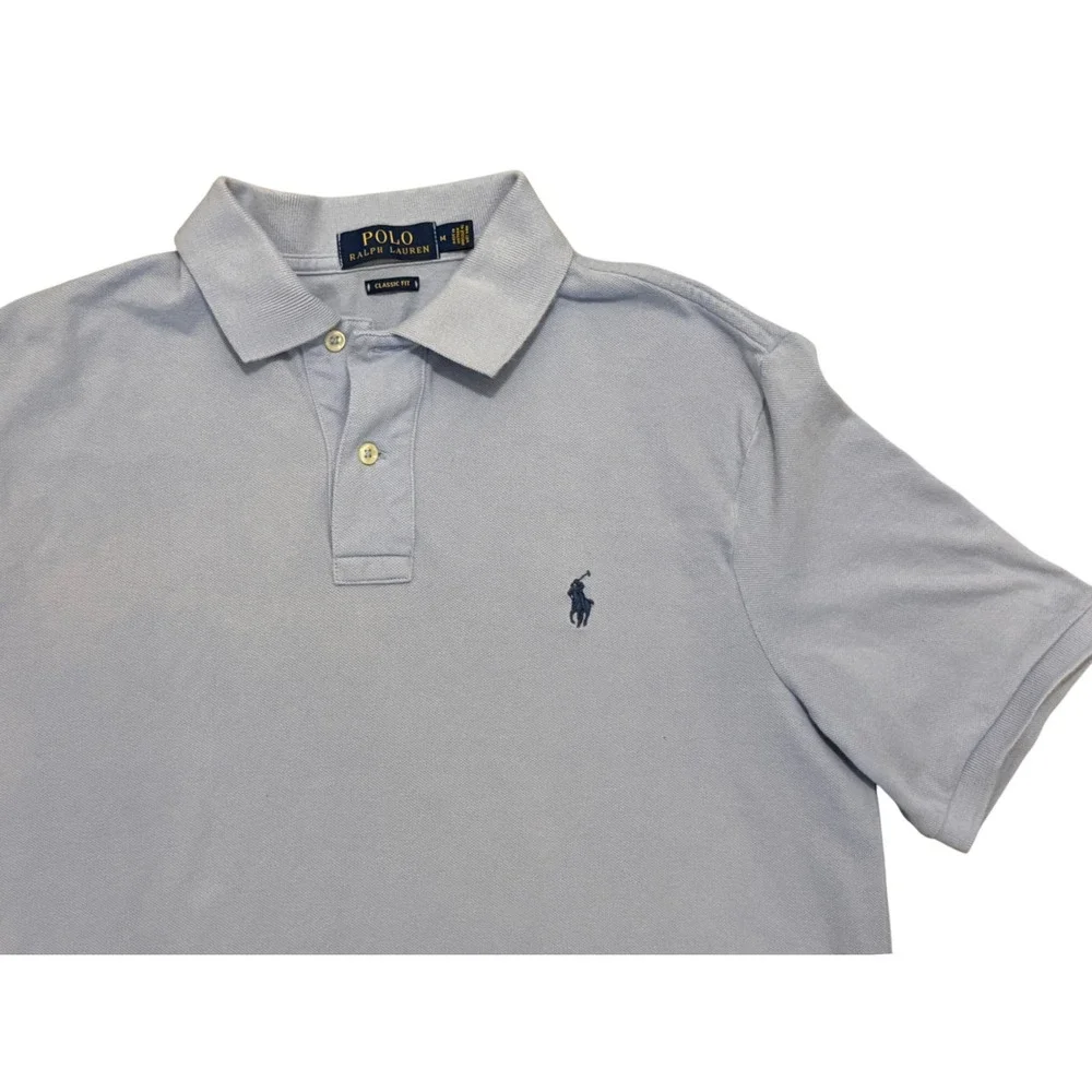 Ralph Lauren Polo Knit Light Blue‎ Polo Style Shirt Medium EUC